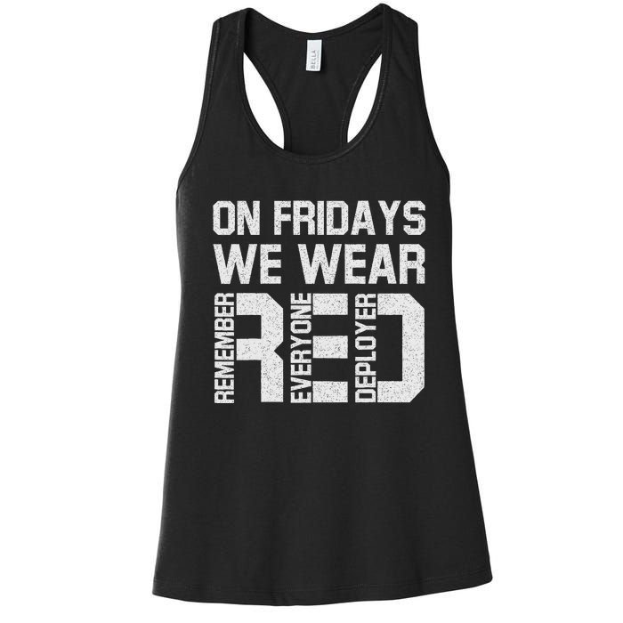 On Fridays We Wear Red Military Veteran Day Us Flag Women's Racerback Tank