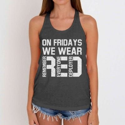 On Fridays We Wear Red Military Veteran Day Us Flag Women's Knotted Racerback Tank