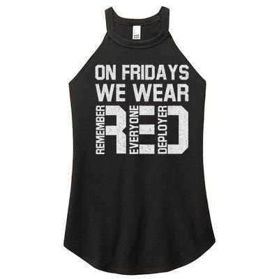 On Fridays We Wear Red Military Veteran Day Us Flag Women's Perfect Tri Rocker Tank