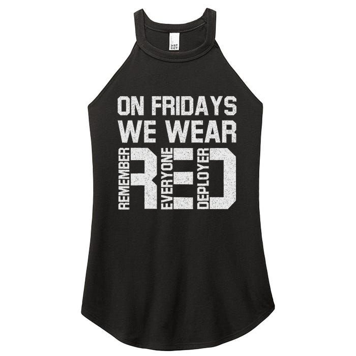 On Fridays We Wear Red Military Veteran Day Us Flag Women's Perfect Tri Rocker Tank