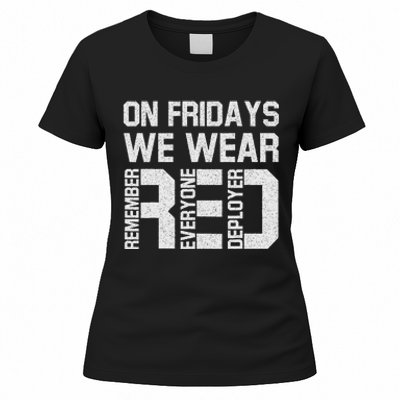 On Fridays We Wear Red Military Veteran Day Us Flag Women's T-Shirt