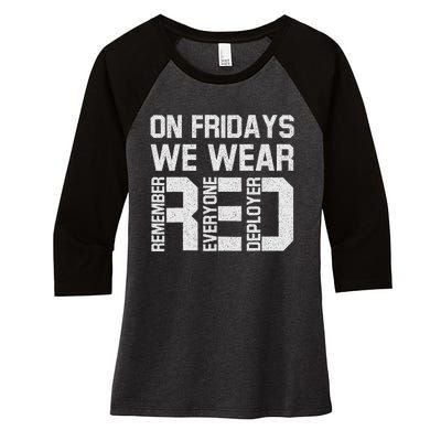 On Fridays We Wear Red Military Veteran Day Us Flag Women's Tri-Blend 3/4-Sleeve Raglan Shirt