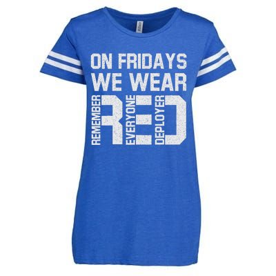 On Fridays We Wear Red Military Veteran Day Us Flag Enza Ladies Jersey Football T-Shirt