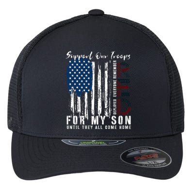 On Friday We Wear Red For My Son Military Support Us Flag Flexfit Unipanel Trucker Cap