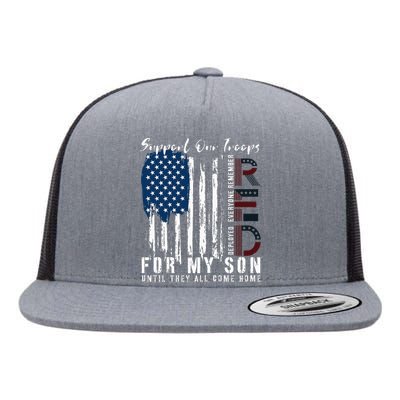 On Friday We Wear Red For My Son Military Support Us Flag Flat Bill Trucker Hat