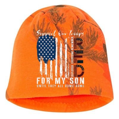 On Friday We Wear Red For My Son Military Support Us Flag Kati - Camo Knit Beanie