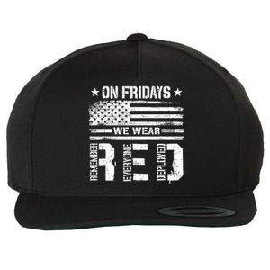 On Friday We Wear Red American Flag Military Supportive Wool Snapback Cap