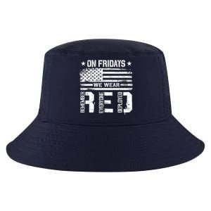 On Friday We Wear Red American Flag Military Supportive Cool Comfort Performance Bucket Hat