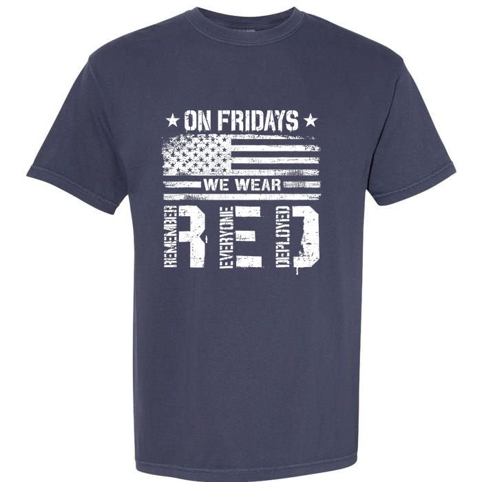 On Friday We Wear Red American Flag Military Supportive Garment-Dyed Heavyweight T-Shirt