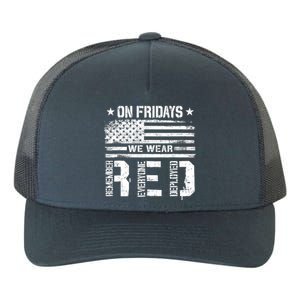 On Friday We Wear Red American Flag Military Supportive Yupoong Adult 5-Panel Trucker Hat