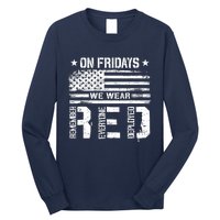 On Friday We Wear Red American Flag Military Supportive Long Sleeve Shirt