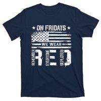 On Friday We Wear Red American Flag Military Supportive T-Shirt