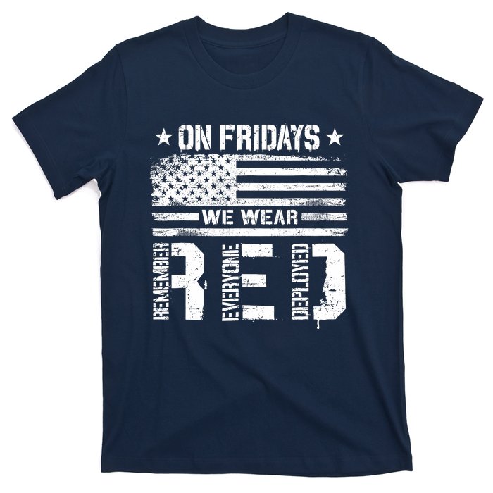 On Friday We Wear Red American Flag Military Supportive T-Shirt