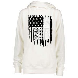 On Friday We Wear Red Friday Military Support Troops Us Flag Womens Funnel Neck Pullover Hood