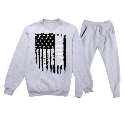 On Friday We Wear Red Friday Military Support Troops Us Flag Premium Crewneck Sweatsuit Set