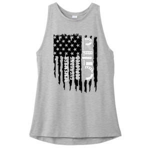 On Friday We Wear Red Friday Military Support Troops Us Flag Ladies PosiCharge Tri-Blend Wicking Tank