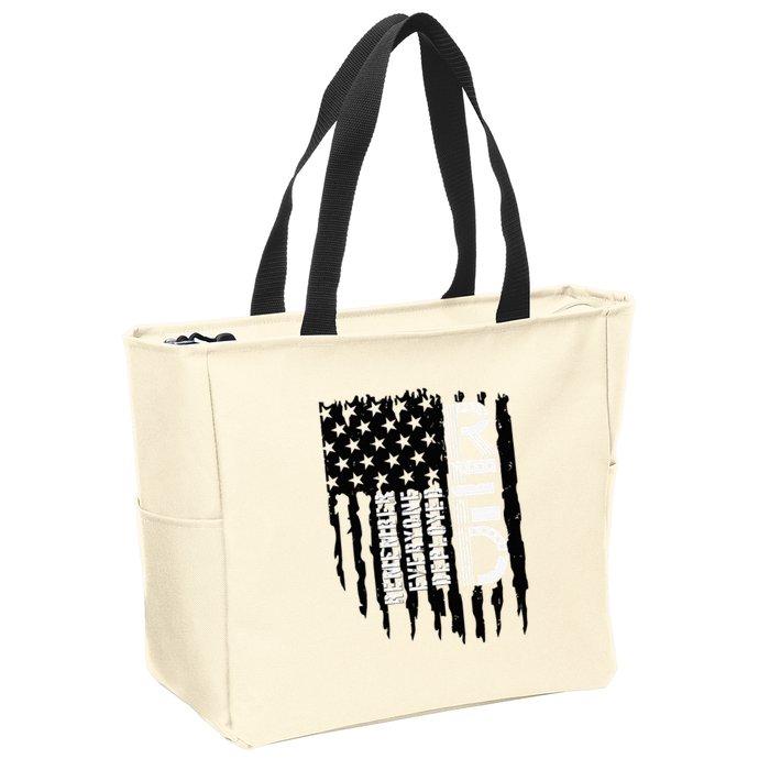 On Friday We Wear Red Friday Military Support Troops Us Flag Zip Tote Bag