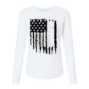 On Friday We Wear Red Friday Military Support Troops Us Flag Womens Cotton Relaxed Long Sleeve T-Shirt