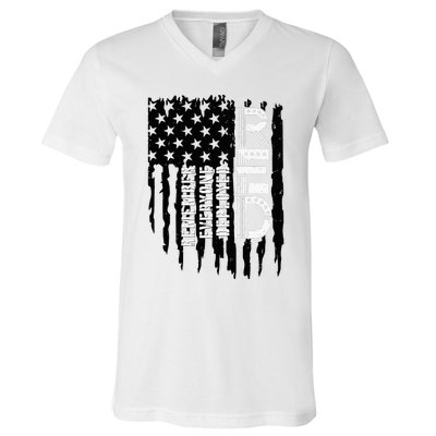 On Friday We Wear Red Friday Military Support Troops Us Flag V-Neck T-Shirt