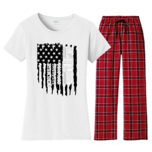 On Friday We Wear Red Friday Military Support Troops Us Flag Women's Flannel Pajama Set