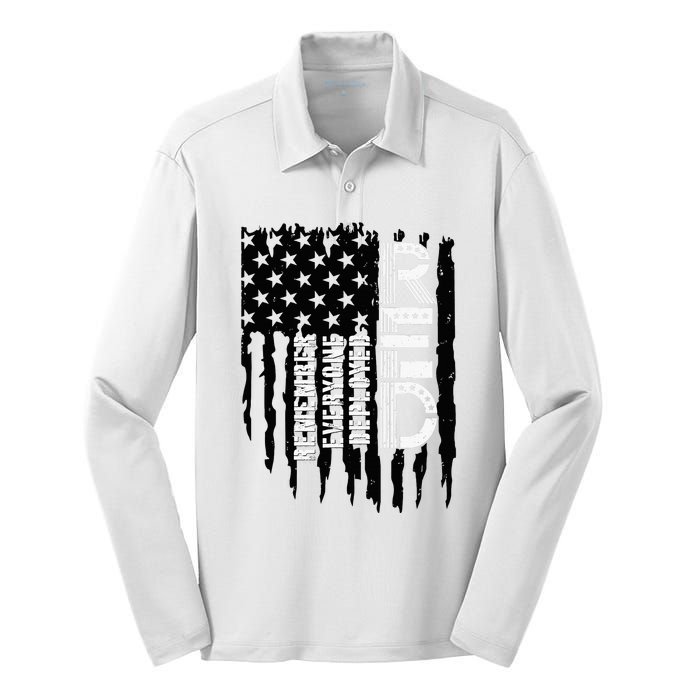 On Friday We Wear Red Friday Military Support Troops Us Flag Silk Touch Performance Long Sleeve Polo