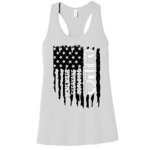 On Friday We Wear Red Friday Military Support Troops Us Flag Women's Racerback Tank