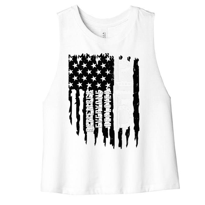 On Friday We Wear Red Friday Military Support Troops Us Flag Women's Racerback Cropped Tank