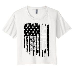 On Friday We Wear Red Friday Military Support Troops Us Flag Women's Crop Top Tee