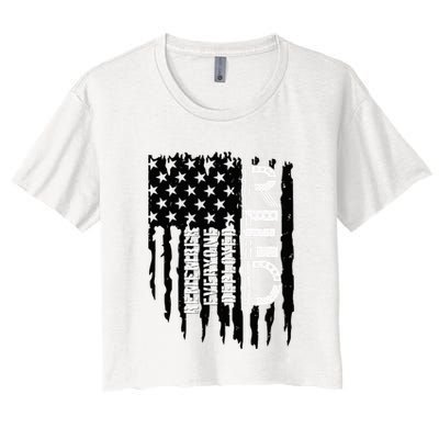 On Friday We Wear Red Friday Military Support Troops Us Flag Crop Top
