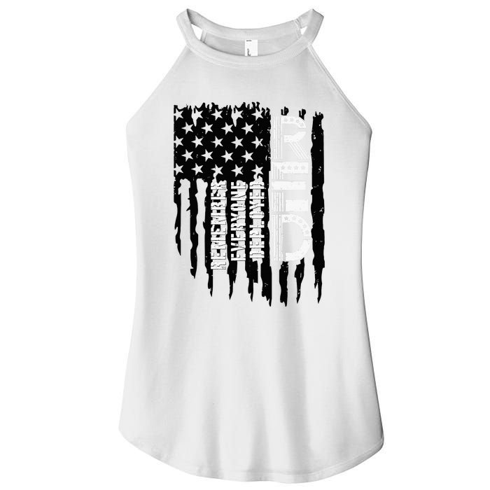 On Friday We Wear Red Friday Military Support Troops Us Flag Women's Perfect Tri Rocker Tank