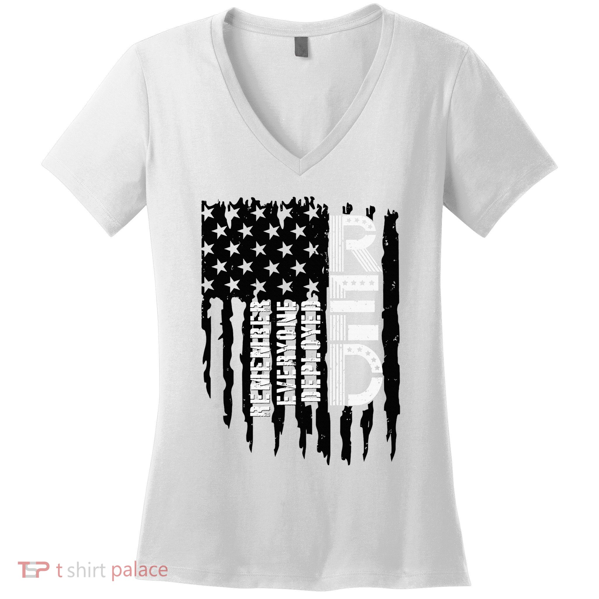 On Friday We Wear Red Friday Military Support Troops Us Flag Women's V-Neck T-Shirt