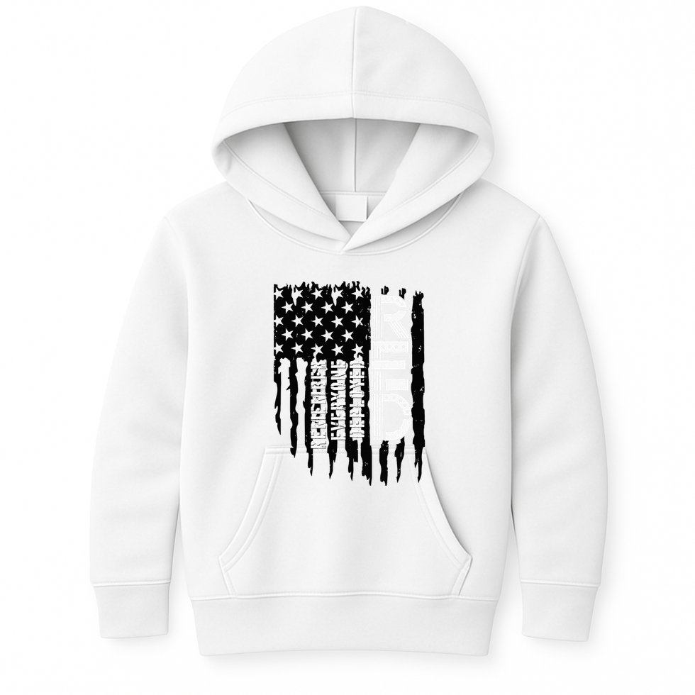 On Friday We Wear Red Friday Military Support Troops Us Flag Kids Hoodie