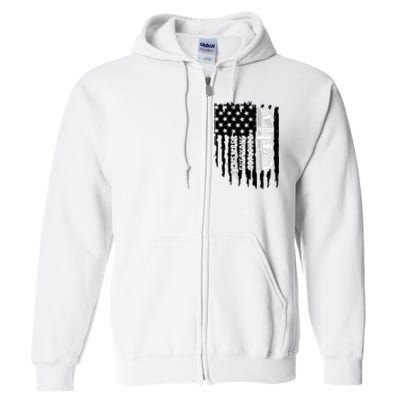 On Friday We Wear Red Friday Military Support Troops Us Flag Full Zip Hoodie