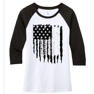 On Friday We Wear Red Friday Military Support Troops Us Flag Women's Tri-Blend 3/4-Sleeve Raglan Shirt