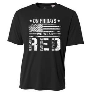 On Friday We Wear Red American Flag Military Supportive Cooling Performance Crew T-Shirt