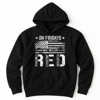 On Friday We Wear Red American Flag Military Supportive Hoodie