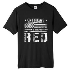 On Friday We Wear Red American Flag Military Supportive Tall Fusion ChromaSoft Performance T-Shirt