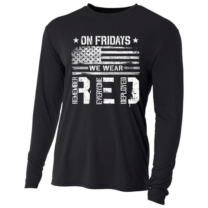 On Friday We Wear Red American Flag Military Supportive Cooling Performance Long Sleeve Crew