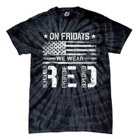 On Friday We Wear Red American Flag Military Supportive Tie-Dye T-Shirt