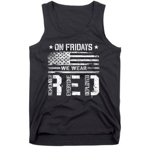 On Friday We Wear Red American Flag Military Supportive Tank Top