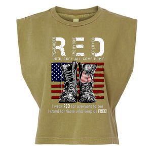 On Friday We Wear Red Remember Everyone Deployed Usa Flag Garment-Dyed Women's Muscle Tee