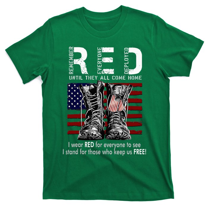 On Friday We Wear Red Remember Everyone Deployed Usa Flag T-Shirt