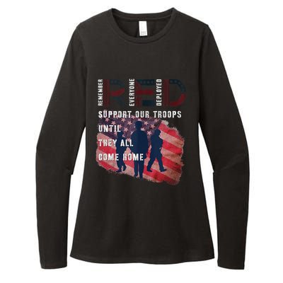 On Friday We Wear Red Friday Military Support Troops US Flag Womens CVC Long Sleeve Shirt