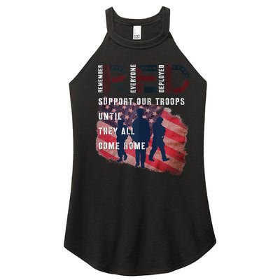 On Friday We Wear Red Friday Military Support Troops US Flag Women’s Perfect Tri Rocker Tank