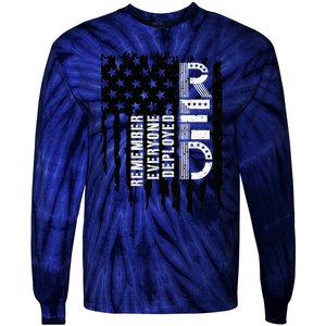 On Friday We Wear Red Friday Military Support Troops Us Flag Tie-Dye Long Sleeve Shirt