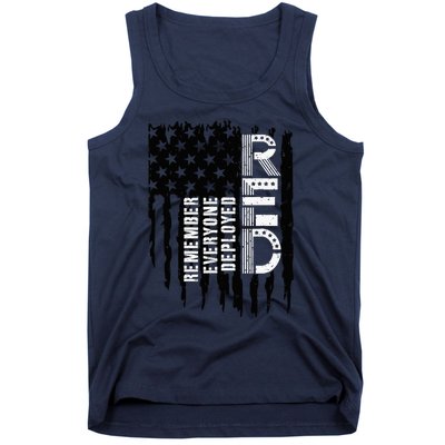 On Friday We Wear Red Friday Military Support Troops Us Flag Tank Top