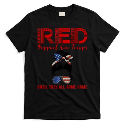 on friday we wear red friday military support troops us flag gift T-Shirt