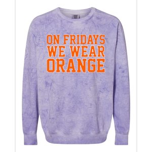 On Fridays We Wear Orange High School Football Team Pride Colorblast Crewneck Sweatshirt