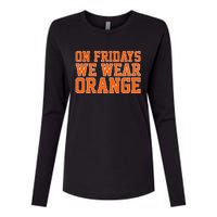 On Fridays We Wear Orange High School Football Team Pride Womens Cotton Relaxed Long Sleeve T-Shirt