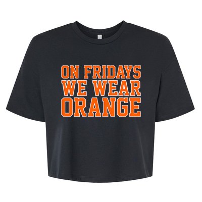 On Fridays We Wear Orange High School Football Team Pride Bella+Canvas Jersey Crop Tee